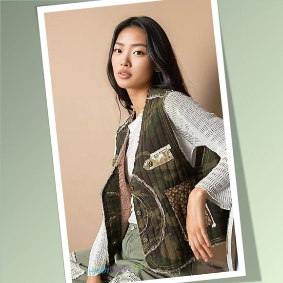 POL Clothing Camo Patchwork Vest Size SML NWT - Picture 6 of 9